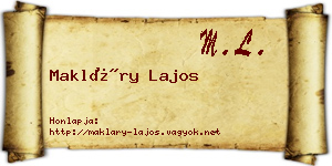 Makláry Lajos névjegykártya